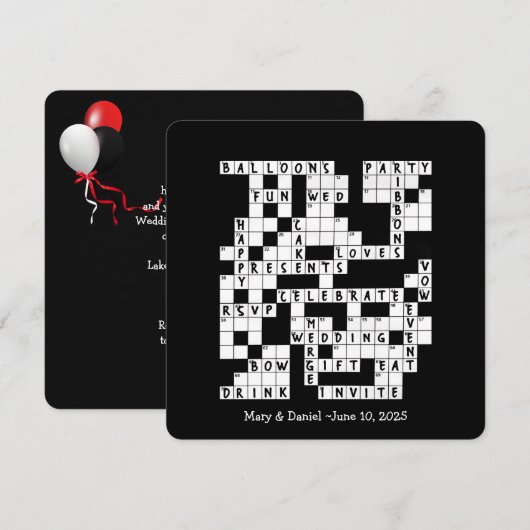 huwelijkswoordpuzzel uitnodigen kaart (Voorkant / Achterkant)