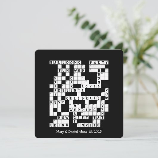 huwelijkswoordpuzzel uitnodigen kaart (Staand voorkant)