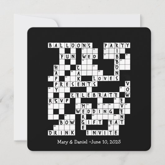 huwelijkswoordpuzzel uitnodigen kaart (Voorkant)