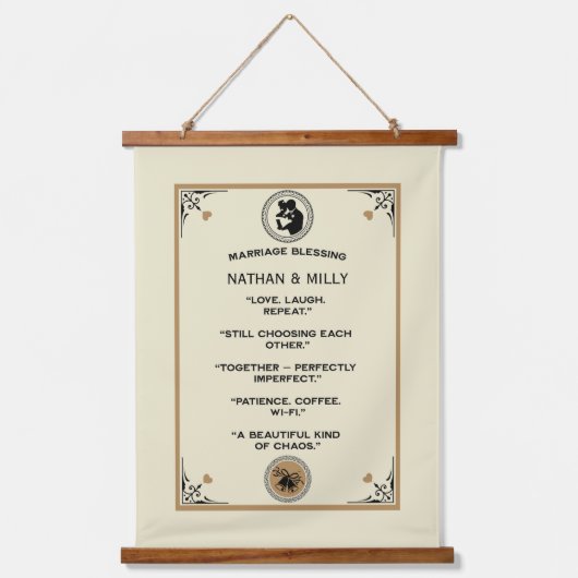 Huwelijkszegen Geschenk Hangend Wandkleed (Voorkant)
