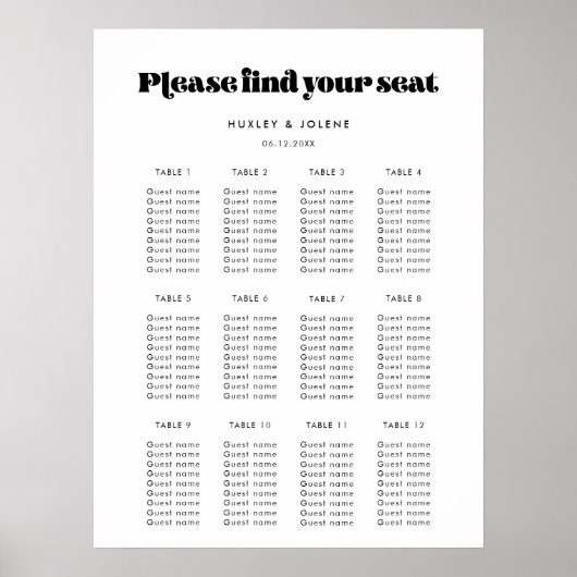  huwelijkszittingsschema poster (Voorkant)