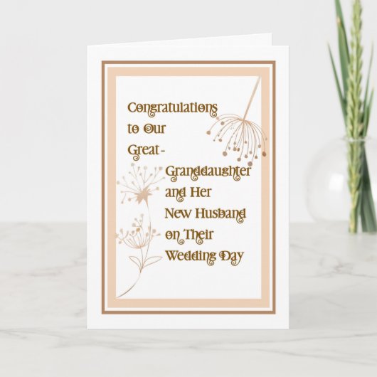 Huwenkaart Grote kleindochter en Nieuwe echtgenoot Kaart (Voorkant)