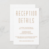 Huxley Modern Wedding Reception Card Informatiekaartje (Voorkant / Achterkant)