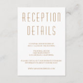 Huxley Modern Wedding Reception Card Informatiekaartje (Voorkant)