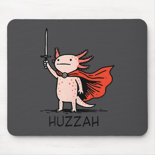 Huzzah Axolotl Knight Funny Sword Meme Quote Muismat (Voorkant)