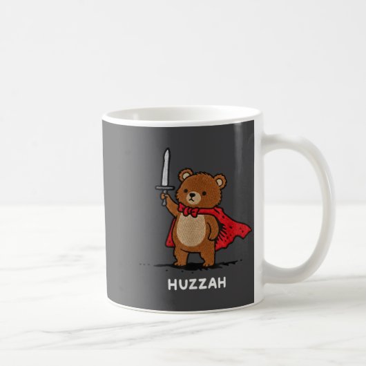 Huzzah Bear Knight Funny Sword Meme Quote Koffiemok (Rechts)
