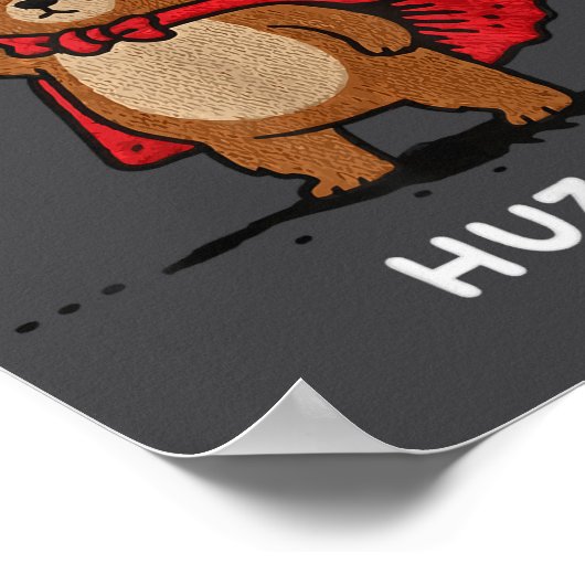 Huzzah Bear Knight Funny Sword Meme Quote  Poster (Hoek)