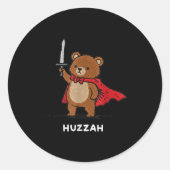 Huzzah Bear Knight Funny Sword Meme Quote  Ronde Sticker (Voorkant)