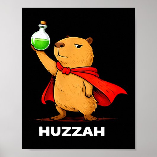 Huzzah capybara-alchemist grappige drank meme nieu poster (Voorkant)