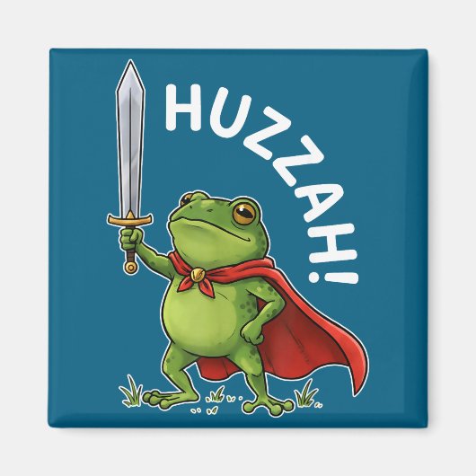 Huzzah Frog Knight Funny Sword Meme Frog Quote Men Magneet (Voorkant)