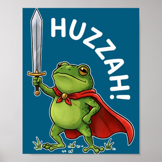 Huzzah Frog Knight Funny Sword Meme Frog Quote Men Poster (Voorkant)