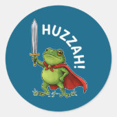 Huzzah Frog Knight Funny Sword Meme Frog Quote Men Ronde Sticker (Voorkant)