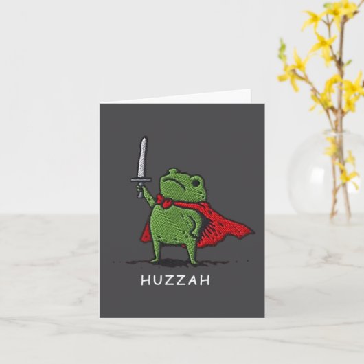 Huzzah Frog Knight Funny Sword Meme Quote  Kaart (Gele Bloem)