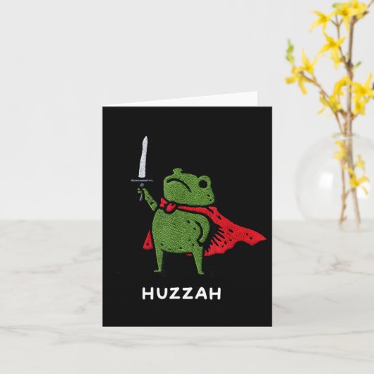 Huzzah Frog Knight Funny Sword Meme Quote  Kaart (Gele Bloem)