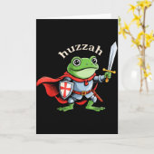 Huzzah Frog Knight Funny Sword Meme Quote Medieval Kaart (Gele Bloem)
