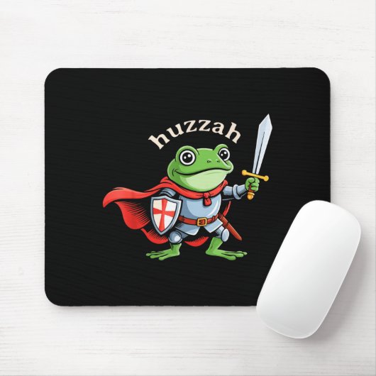 Huzzah Frog Knight Funny Sword Meme Quote Medieval Muismat (Met muis)