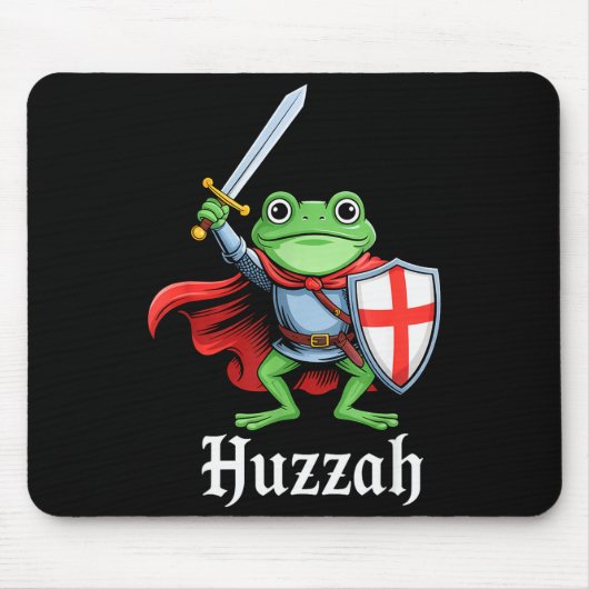 Huzzah Frog Knight Funny Sword Meme Quote Medieval Muismat (Voorkant)