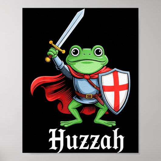 Huzzah Frog Knight Funny Sword Meme Quote Medieval Poster (Voorkant)