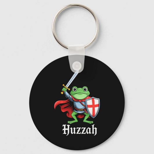 Huzzah Frog Knight Funny Sword Meme Quote Medieval Sleutelhanger (Voorkant)