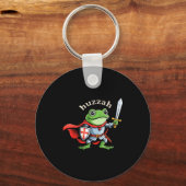 Huzzah Frog Knight Funny Sword Meme Quote Medieval Sleutelhanger (Voorkant)