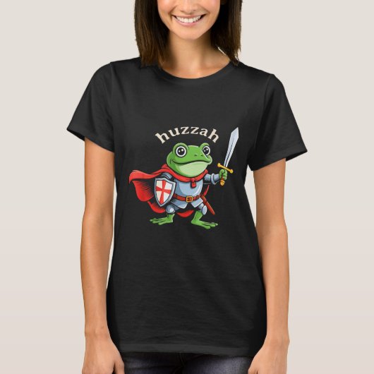 Huzzah Frog Knight Funny Sword Meme Quote Medieval T-shirt (Voorkant)
