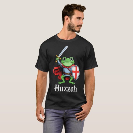 Huzzah Frog Knight Funny Sword Meme Quote Medieval T-shirt (Voorkant volledig)