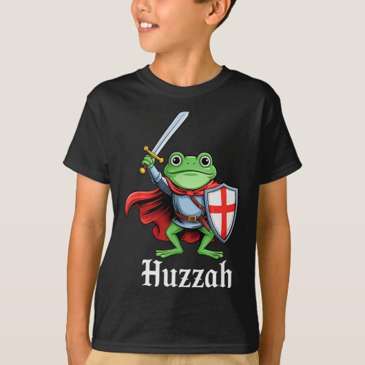 Huzzah Frog Knight Funny Sword Meme Quote Medieval T-shirt (Voorkant)