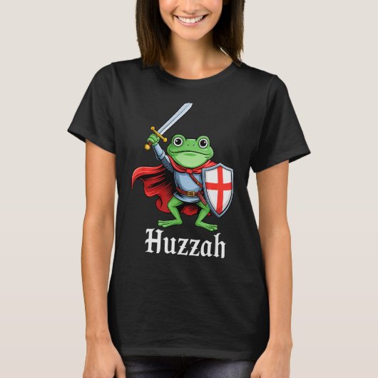 Huzzah Frog Knight Funny Sword Meme Quote Medieval T-shirt (Voorkant)