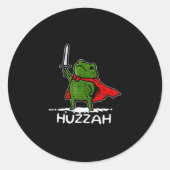 Huzzah Frog Knight Funny Sword Meme Quote Ronde Sticker (Voorkant)