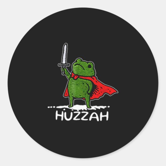 Huzzah Frog Knight Funny Sword Meme Quote  Ronde Sticker (Voorkant)