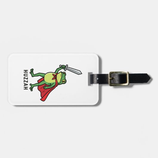 Huzzah Frog Knight Grappig Zwaard Meme Quote Bagagelabel (Voorkant horizontaal)