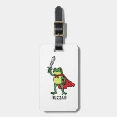 Huzzah Frog Knight Grappig Zwaard Meme Quote Bagagelabel (Voorkant verticaal)