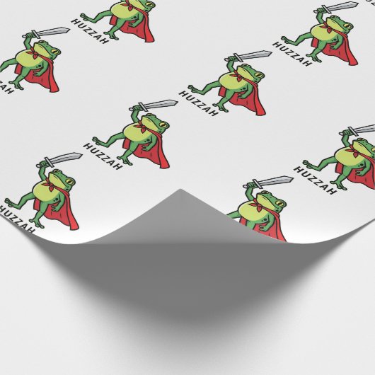 Huzzah Frog Knight Grappig Zwaard Meme Quote Cadeaupapier (Hoek)