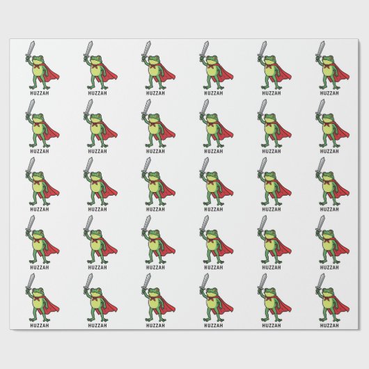 Huzzah Frog Knight Grappig Zwaard Meme Quote Cadeaupapier (Vlak)