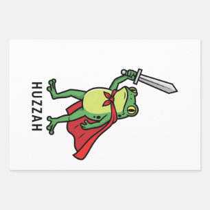 Huzzah Frog Knight Grappig Zwaard Meme Quote Inpakpapier Vel