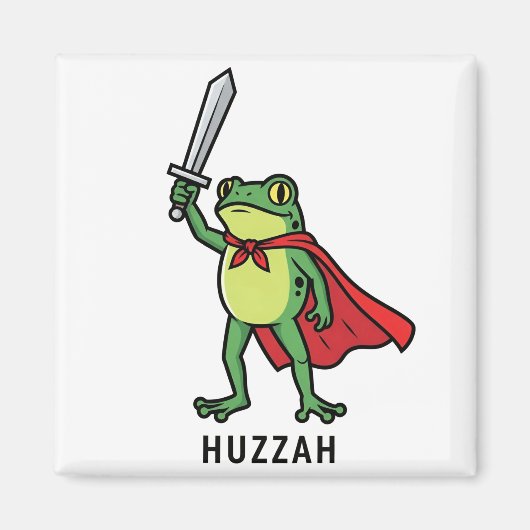Huzzah Frog Knight Grappig Zwaard Meme Quote Magneet (Voorkant)