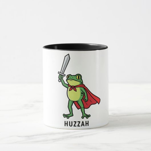 Huzzah Frog Knight Grappig Zwaard Meme Quote Mok (Midden)