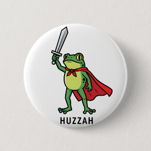 Huzzah Frog Knight Grappig Zwaard Meme Quote Ronde Button 5,7 Cm
