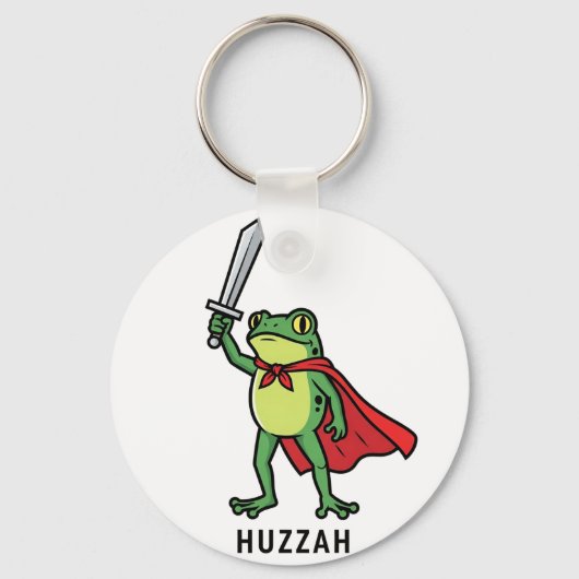 Huzzah Frog Knight Grappig Zwaard Meme Quote Sleutelhanger (Voorkant)