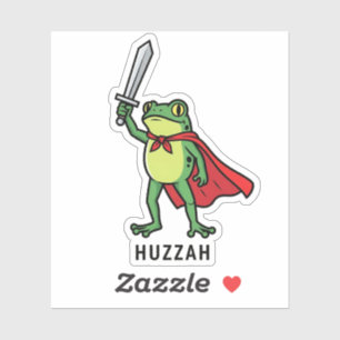 Huzzah Frog Knight Grappig Zwaard Meme Quote Sticker