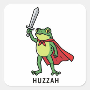 Huzzah Frog Knight Grappig Zwaard Meme Quote Vierkante Sticker