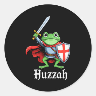 Huzzah Kikker Ridder Grappig Zwaard Meme Citaat Mi Ronde Sticker