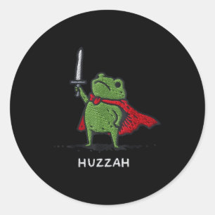 Huzzah Kikker Ridder Zwaard Meme Ronde Sticker