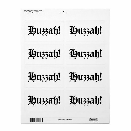 Huzzah! {Medieval Typografie} Etiket (Full Sheet)