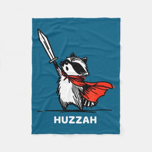 Huzzah Raccoon Knight Funny Sword Meme Quote  Fleece Deken (Voorkant)
