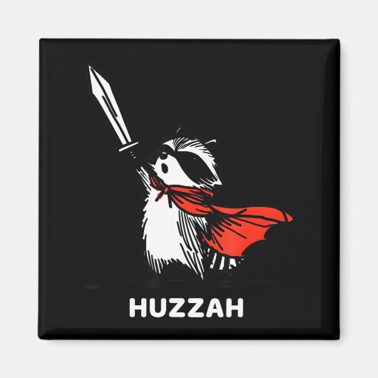 Huzzah Raccoon Knight Funny Sword Meme Quote  Magneet (Voorkant)