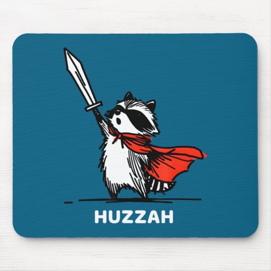 Huzzah Raccoon Knight Funny Sword Meme Quote  Muismat (Voorkant)