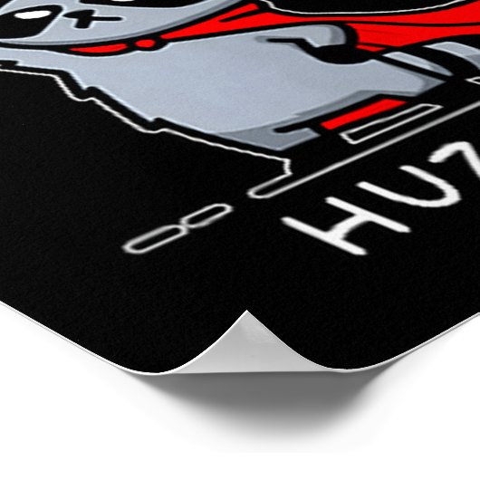 Huzzah Raccoon Knight Funny Sword Meme Quote  Poster (Hoek)