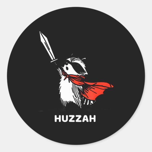 Huzzah Raccoon Knight Funny Sword Meme Quote  Ronde Sticker (Voorkant)