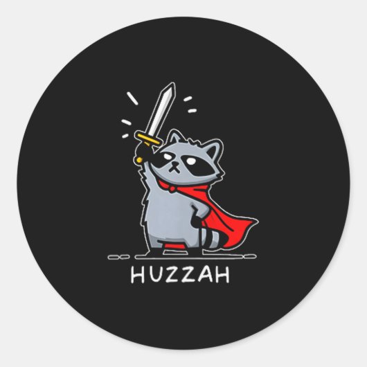 Huzzah Raccoon Knight Funny Sword Meme Quote  Ronde Sticker (Voorkant)